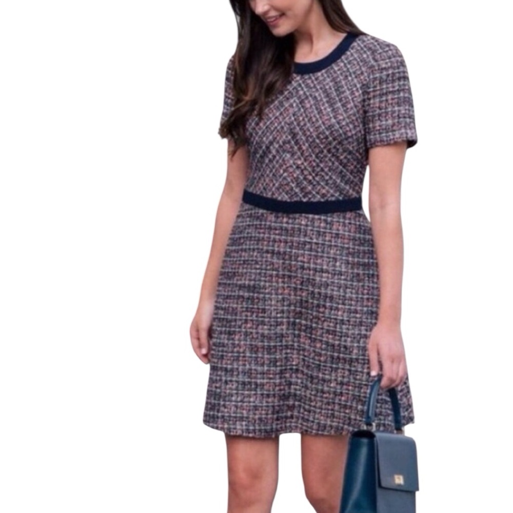 Gal Meets Glam Marley Dress Tweed Boucle Pink Black Preppy Classic Corpcore 12